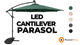 LED Cantilever Parasol 3m With Half Fan Base – Beige