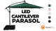 LED Cantilever Parasol 3m With Square Base – Grey