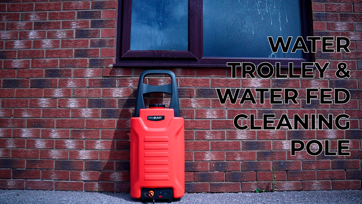 20ft Water Fed Cleaning Pole & 30L Water Trolley