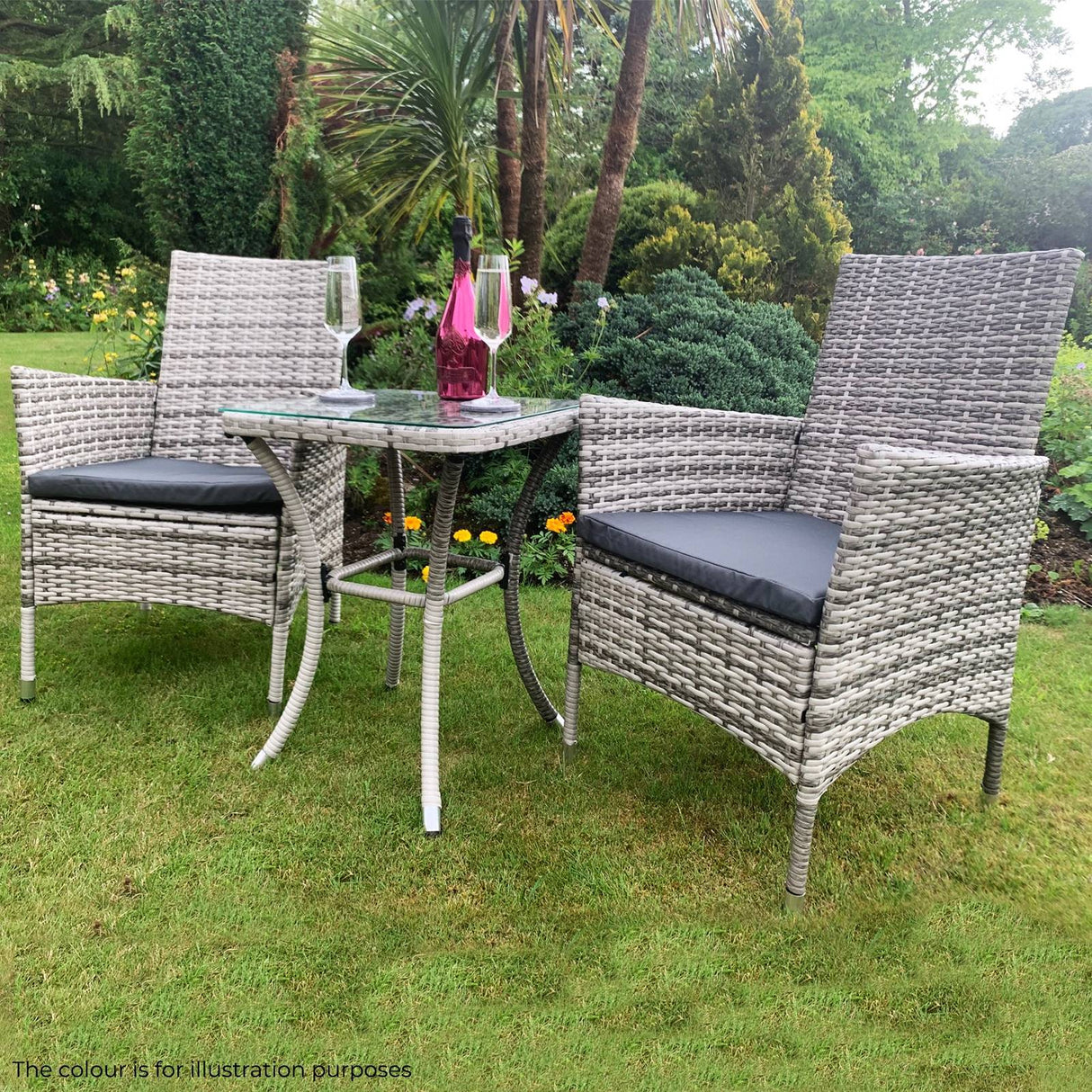 Jardí Rattan Bistro Set Black