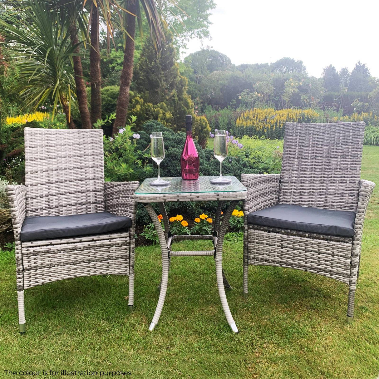 Jardí Rattan Bistro Set Black