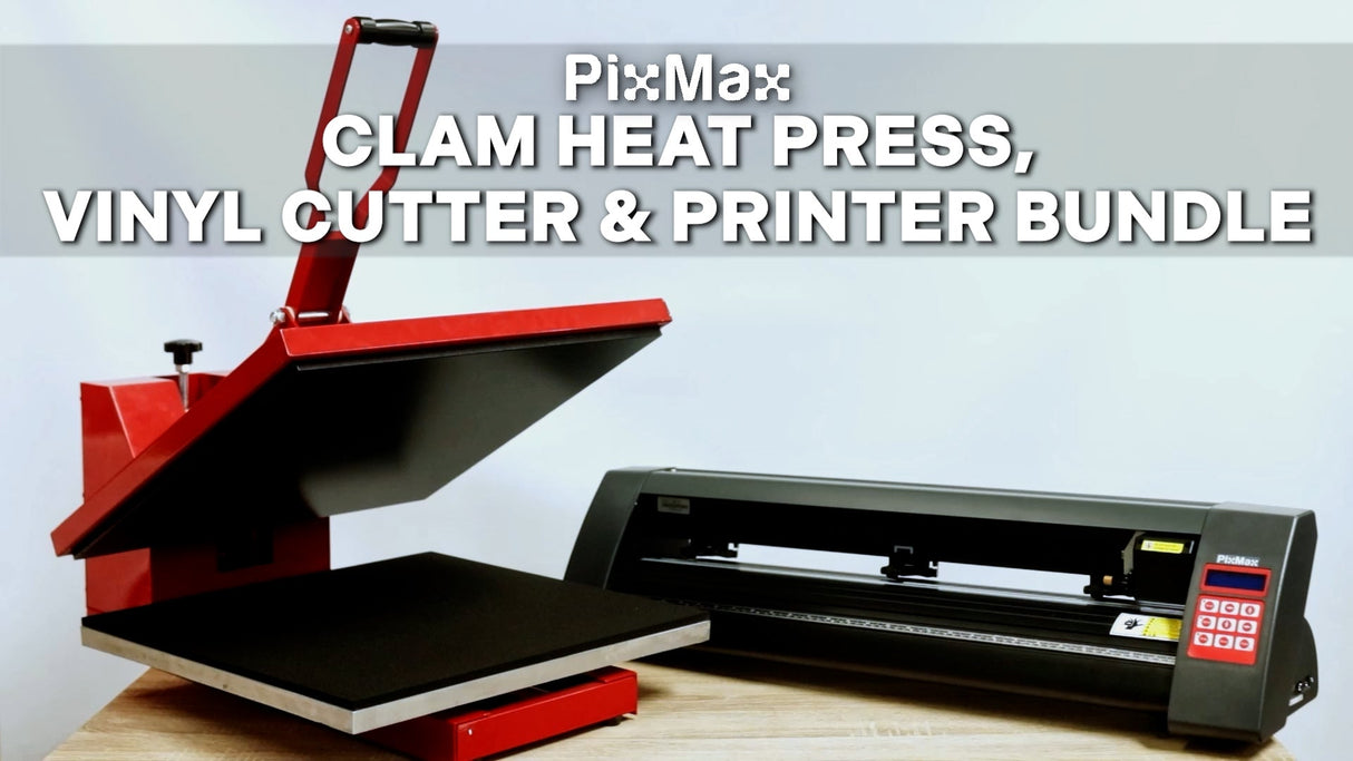 PixMax Heat Press Clam 50 x 50cm, Vinyl Cutter & Printer Bundle