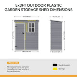 5x3ft Plastic Garden Tool Shed