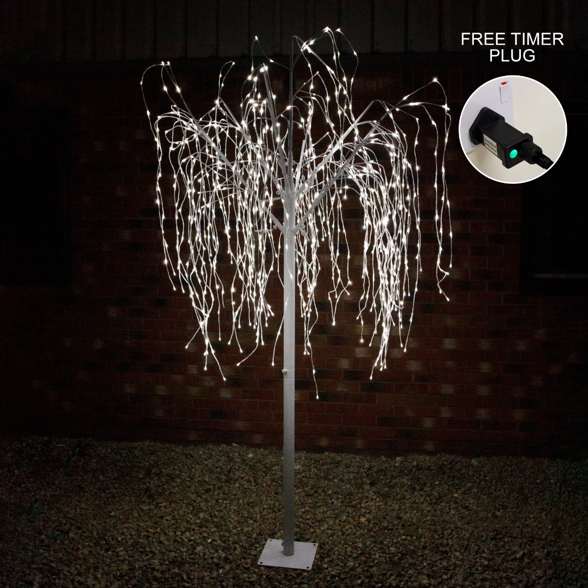 Weeping Willow Tree - White - 240cm - Cool White