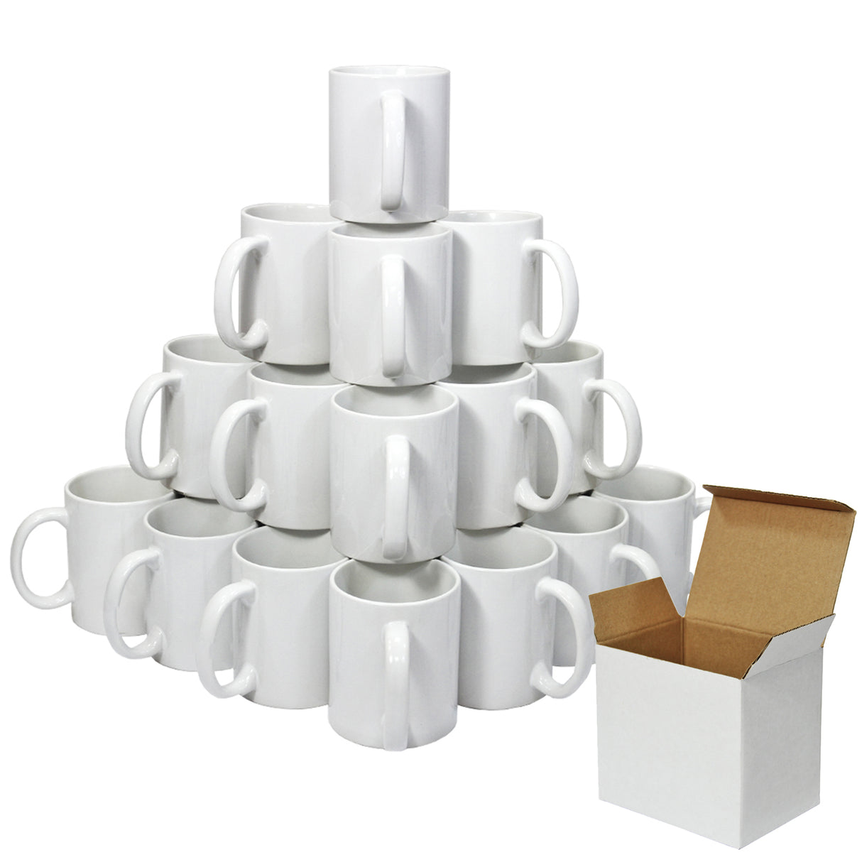 36 White Polymer Coated AAA Mugs With Boxes