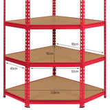 Monster Racking Z-Rax Corner Storage Shelf Unit, Red, 90cm Wide