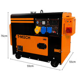 T-Mech Portable Silent Diesel Generator Single Phase 230V