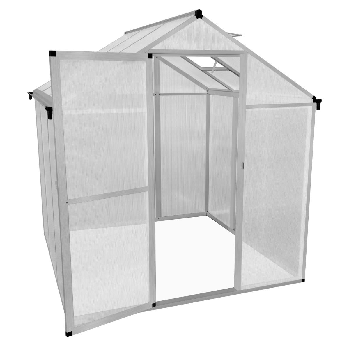 Polycarbonate Greenhouse 6ft x 6ft– Silver