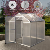 Polycarbonate Greenhouse 6ft x 6ft– Silver