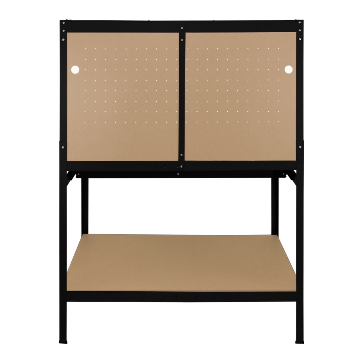 Workbench with Pegboard, Drawer & Light – Black
