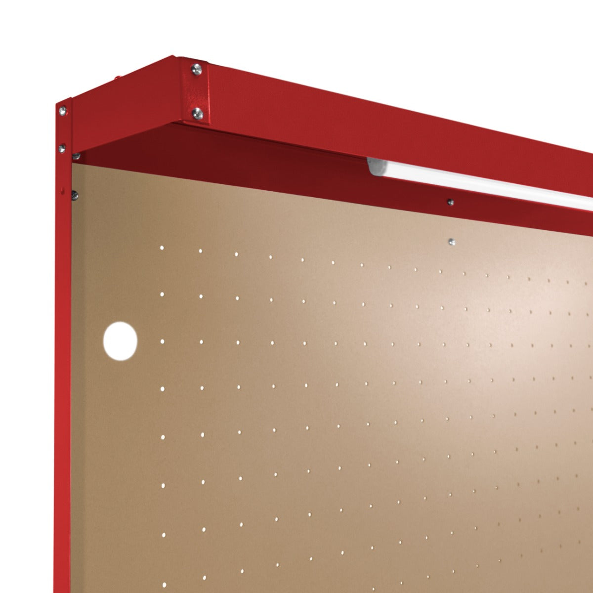 Workbench with Pegboard, Drawer & Light – Red
