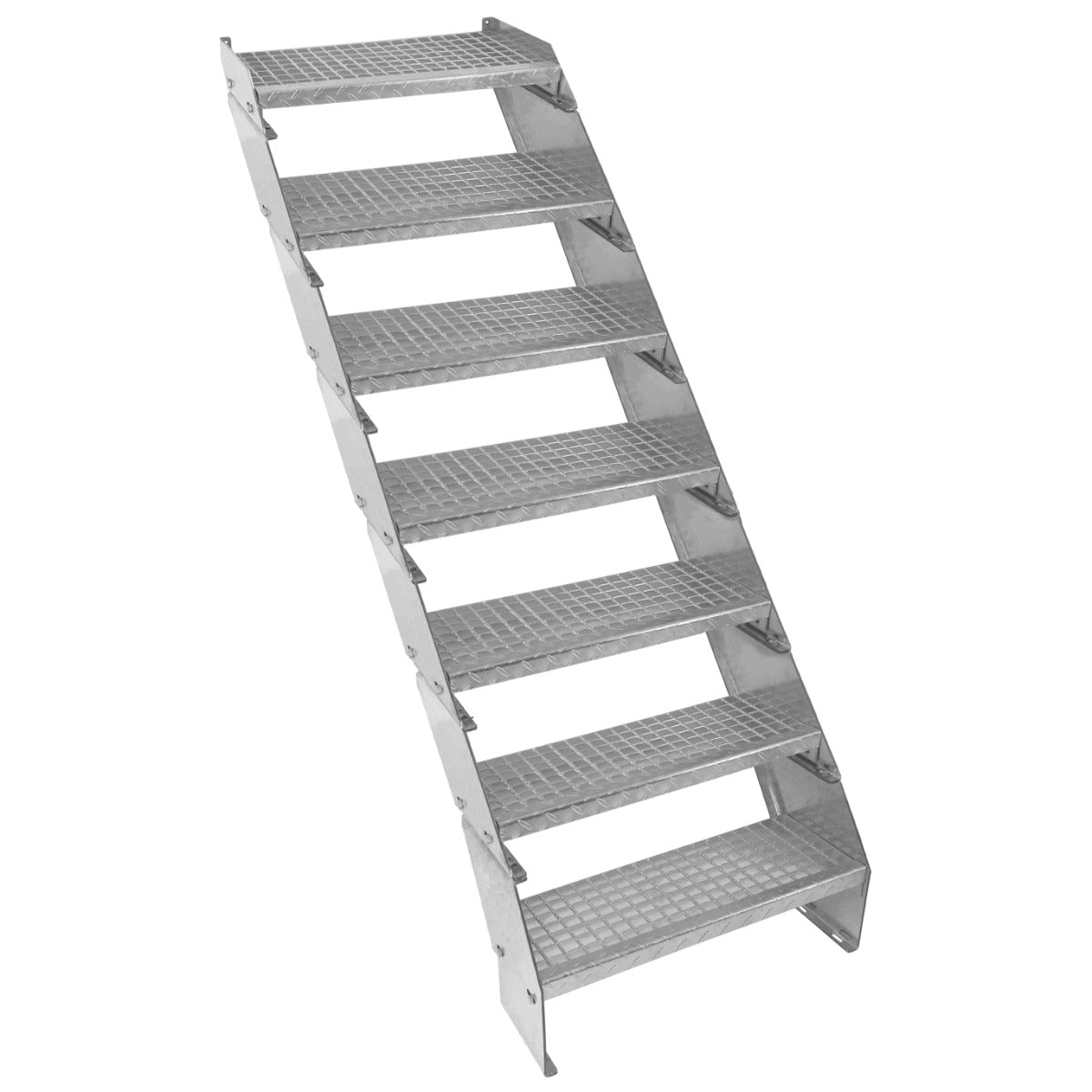 Adjustable 7 Section Galvanised Staircase - 600mm Wide