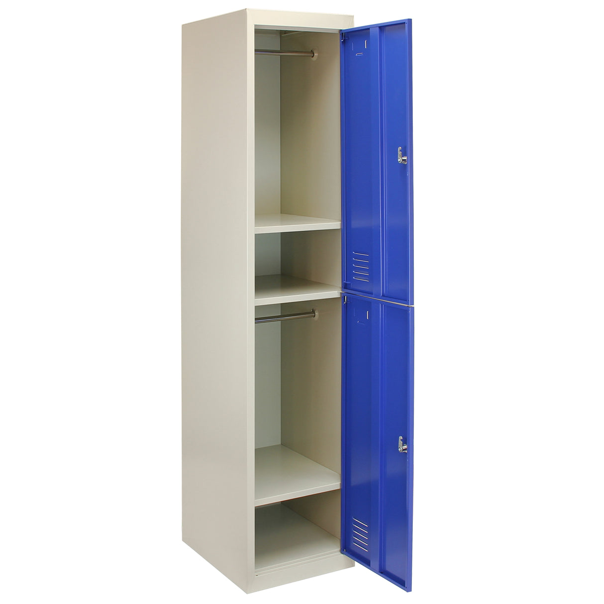 3 x Metal Storage Lockers - Two Doors, Blue - Flatpack
