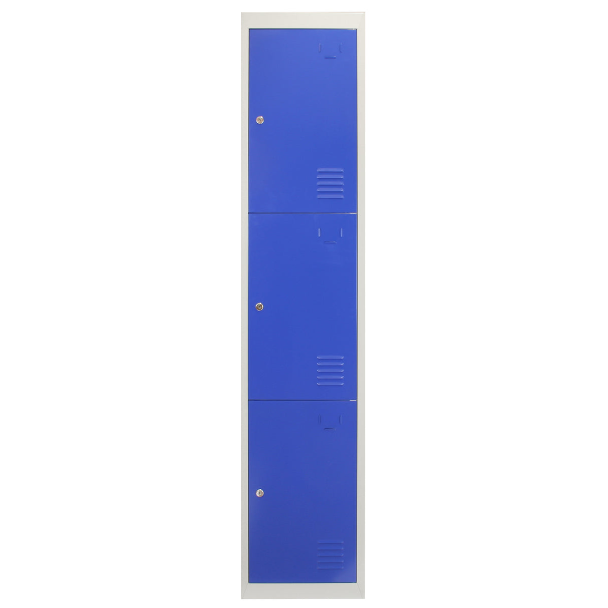 3 x Metal Storage Lockers - Three Doors, Blue - Flatpack