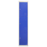 Metal Storage Lockers - Three Doors, Flatpacked, Blue