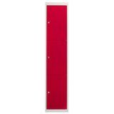 Metal Storage Lockers - Three Doors, Flatpacked, Red
