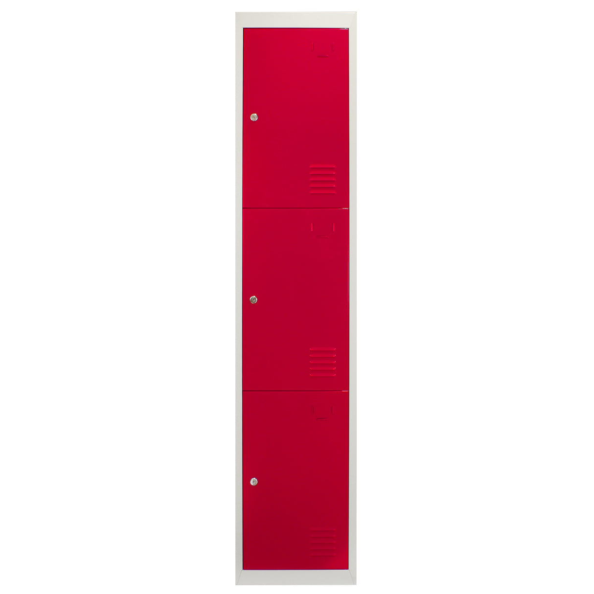 3 x Metal Storage Lockers - Three Doors, Red - Flatpack