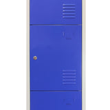 3 x Metal Storage Lockers - Four Doors, Blue - Flatpack