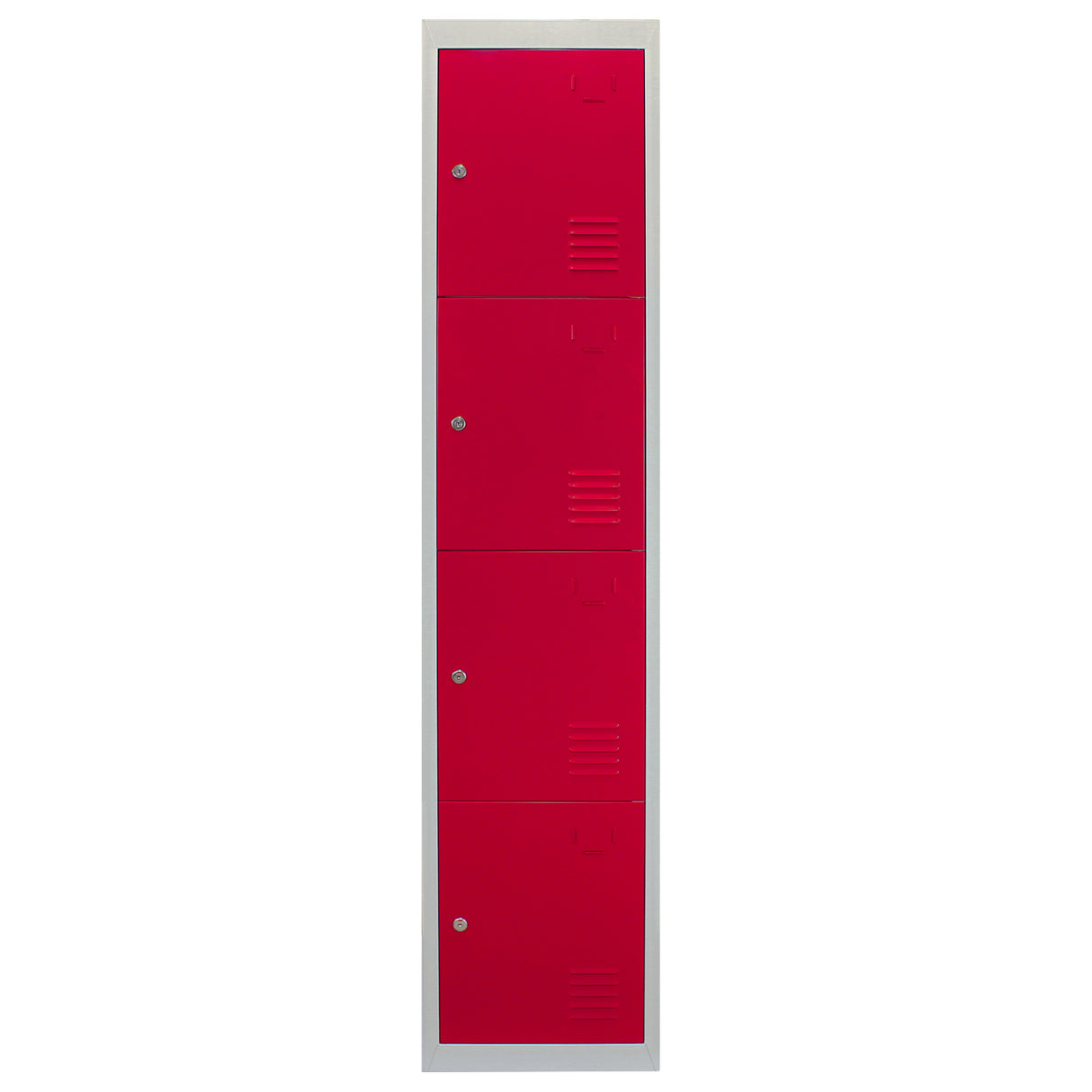 Metal Storage Lockers - Four Doors, Flatpacked, Red