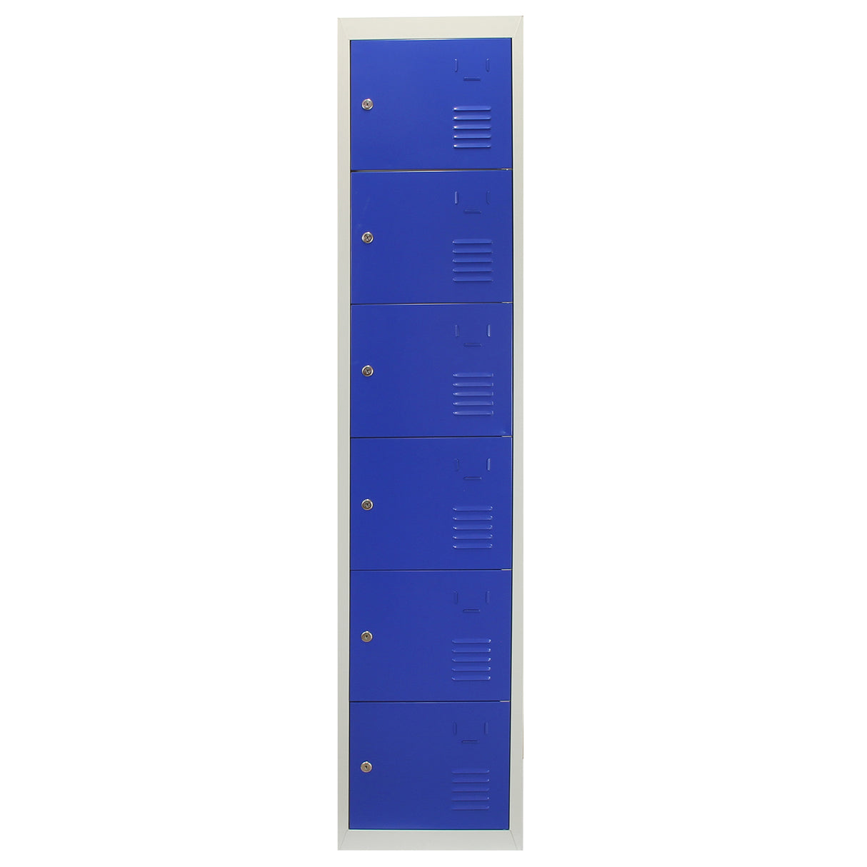 Metal Storage Lockers - Six Doors, Flatpacked, Blue