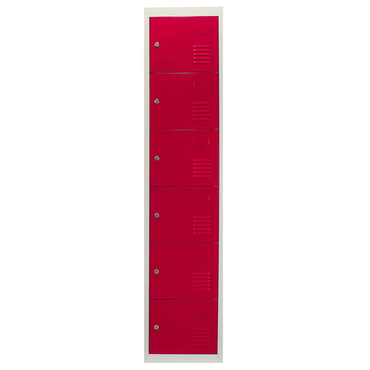 Metal Storage Lockers - Six Doors, Flatpacked, Red
