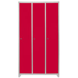 Metal Storage Lockers - Three Doors Wide, Red