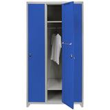 Metal Storage Lockers - Three Doors Wide, Blue
