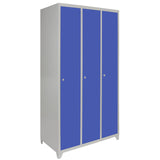 Metal Storage Lockers - Three Doors Wide, Blue