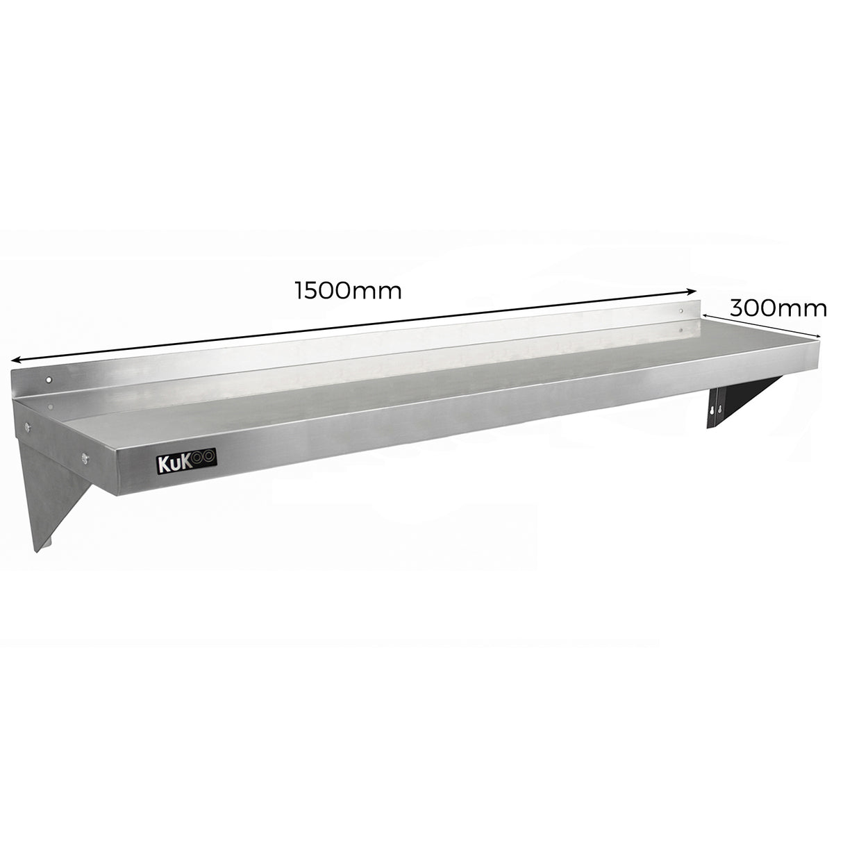 2 x KuKoo Stainless Steel Shelves 1500mm x 300mm