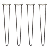 4 x 28" Hairpin Legs - 2 Prong - 12mm - Raw Steel