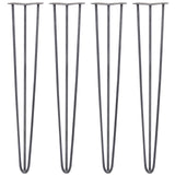 4 x 28" Hairpin Legs - 3 Prong - 10mm - Raw Steel