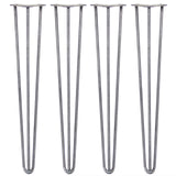 4 x 28" Hairpin Legs - 3 Prong - 12mm - Raw Steel