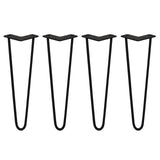 4 x 16" Hairpin Legs - 2 Prong - 10mm - Black