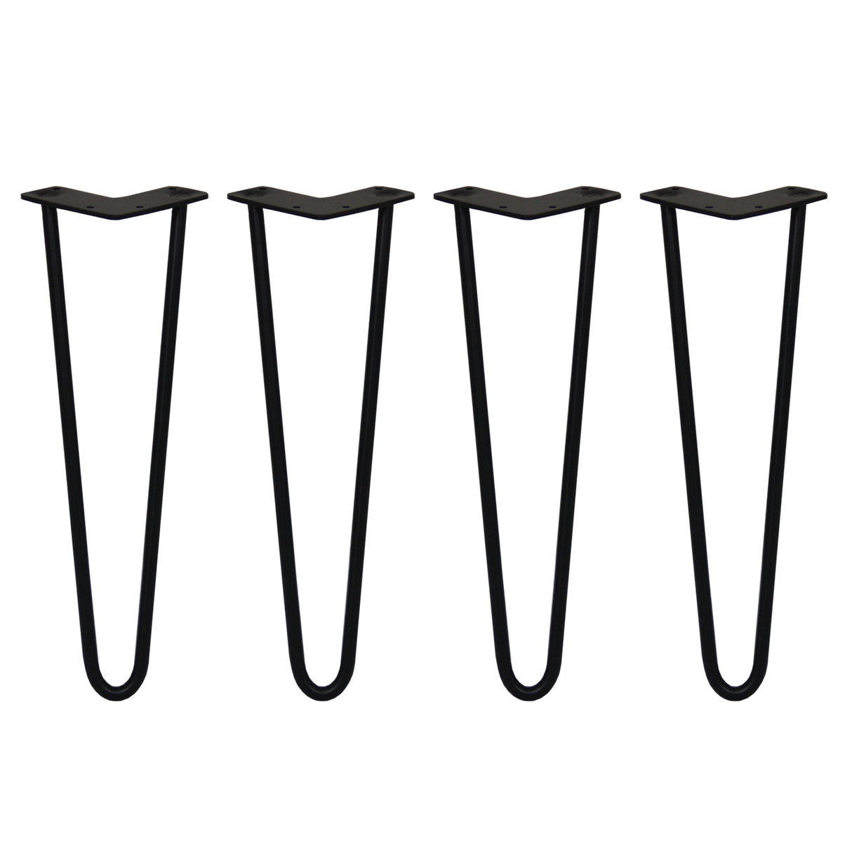 4 x 16" Hairpin Legs - 2 Prong - 12mm - Black