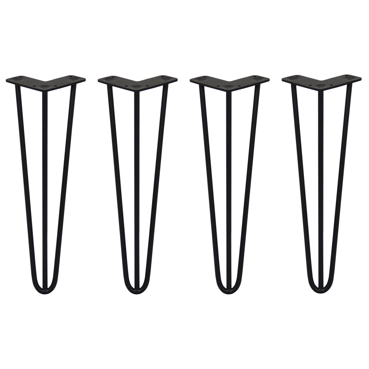 4 x 16" Hairpin Legs - 3 Prong - 10mm - Black