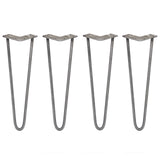 4 x 16" Hairpin Legs - 2 Prong - 12mm - Raw Steel