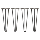 4 x 16" Hairpin Legs - 3 Prong - 10mm - Raw Steel