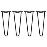 4 x 14" Hairpin Legs - 2 Prong - 10mm - Black