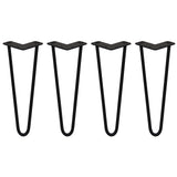 4 x 14" Hairpin Legs - 2 Prong - 12mm - Black