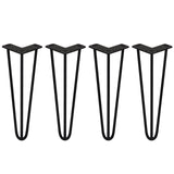 4 x 14" Hairpin Legs - 3 Prong - 10mm - Black