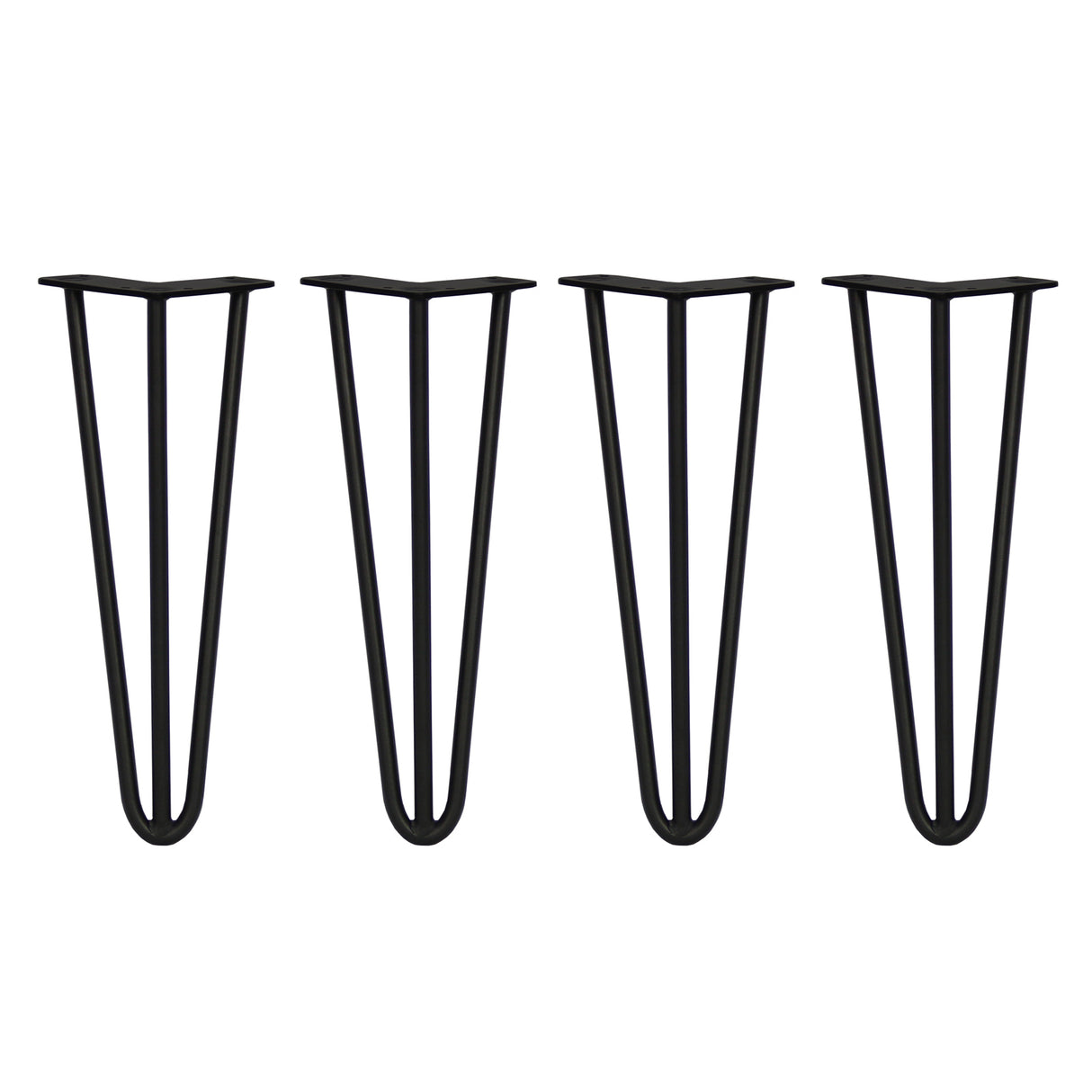 4 x 14" Hairpin Legs - 3 Prong - 12mm - Black