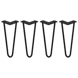 4 x 12" Hairpin Legs - 2 Prong - 12mm - Black