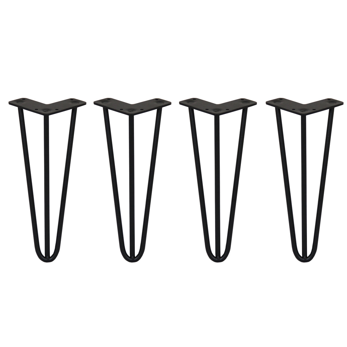 4 x 12" Hairpin Legs - 3 Prong - 10mm - Black