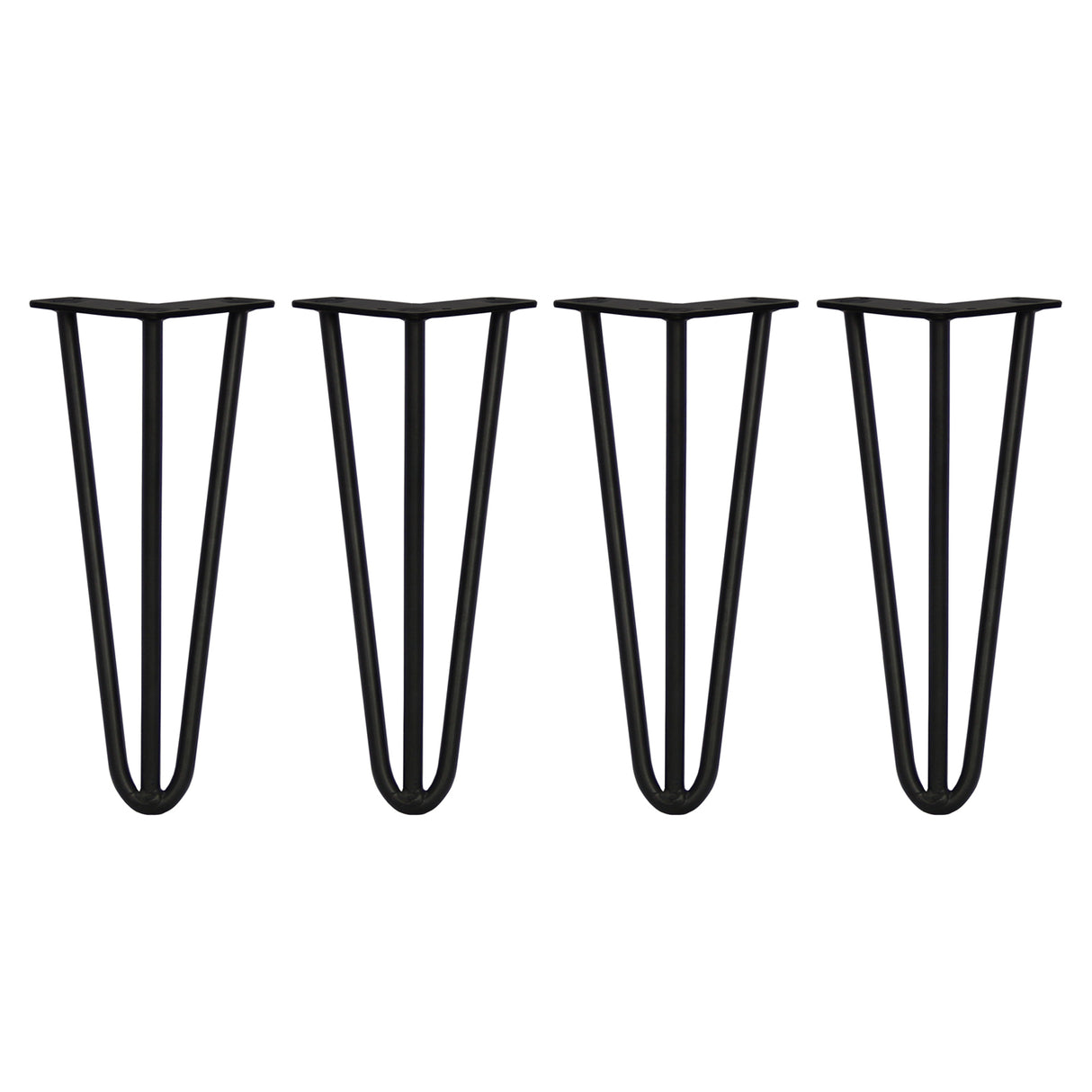 4 x 12" Hairpin Legs - 3 Prong - 12mm - Black