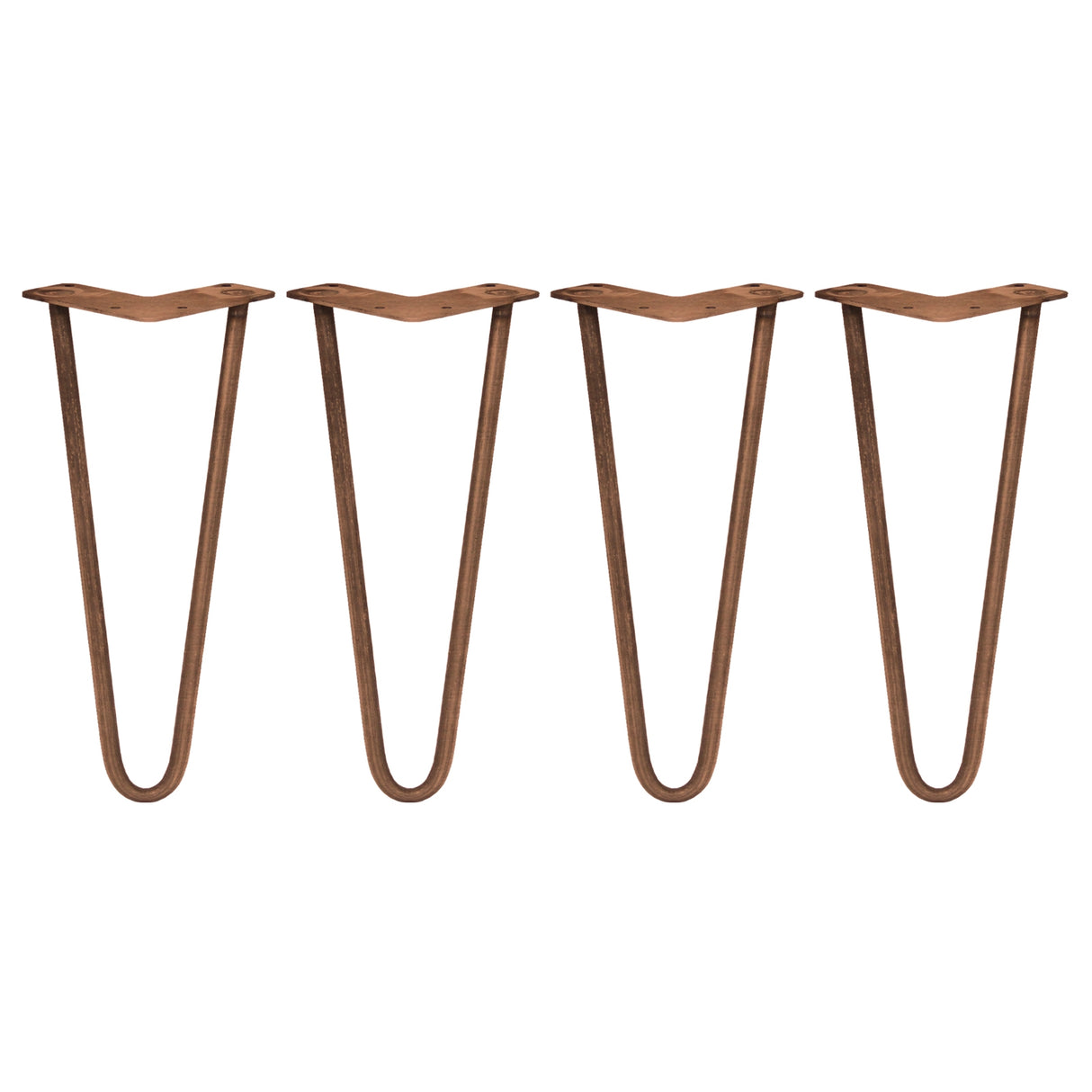 4 x 12" Hairpin Legs - 2 Prong - 12mm - Antique Copper