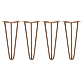 4 x 12" Hairpin Legs - 3 Prong - 10mm - Antique Copper