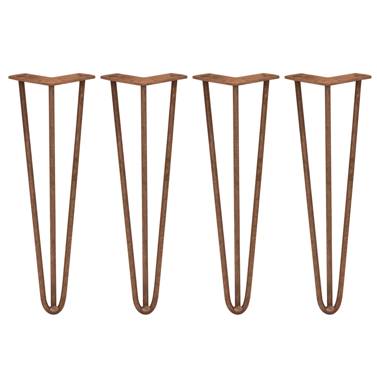 4 x 16" Hairpin Legs - 3 Prong - 10mm - Antique Copper