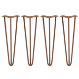 4 x 16" Hairpin Legs - 3 Prong - 10mm - Antique Copper