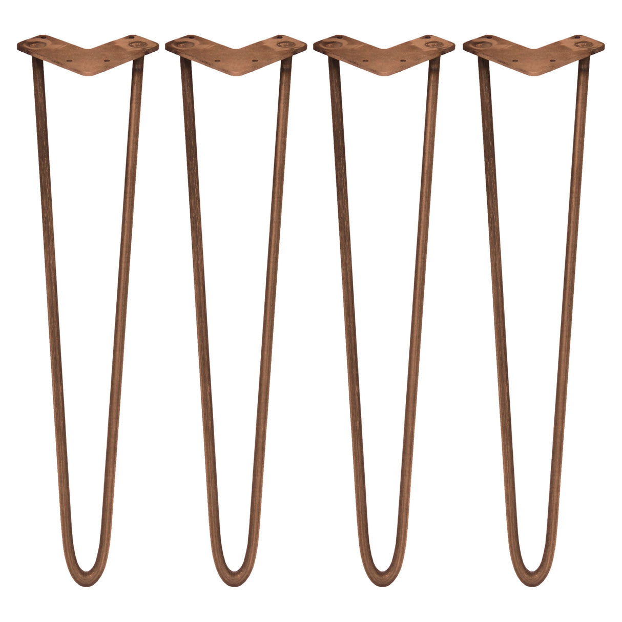 4 x 28" Hairpin Legs - 2 Prong - 10mm - Antique Copper