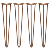 4 x 28" Hairpin Legs - 3 Prong - 10mm - Antique Copper